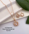 AD Diamond Designer Rose Gold Pendant Set 9 Wholesale Price In Surat
